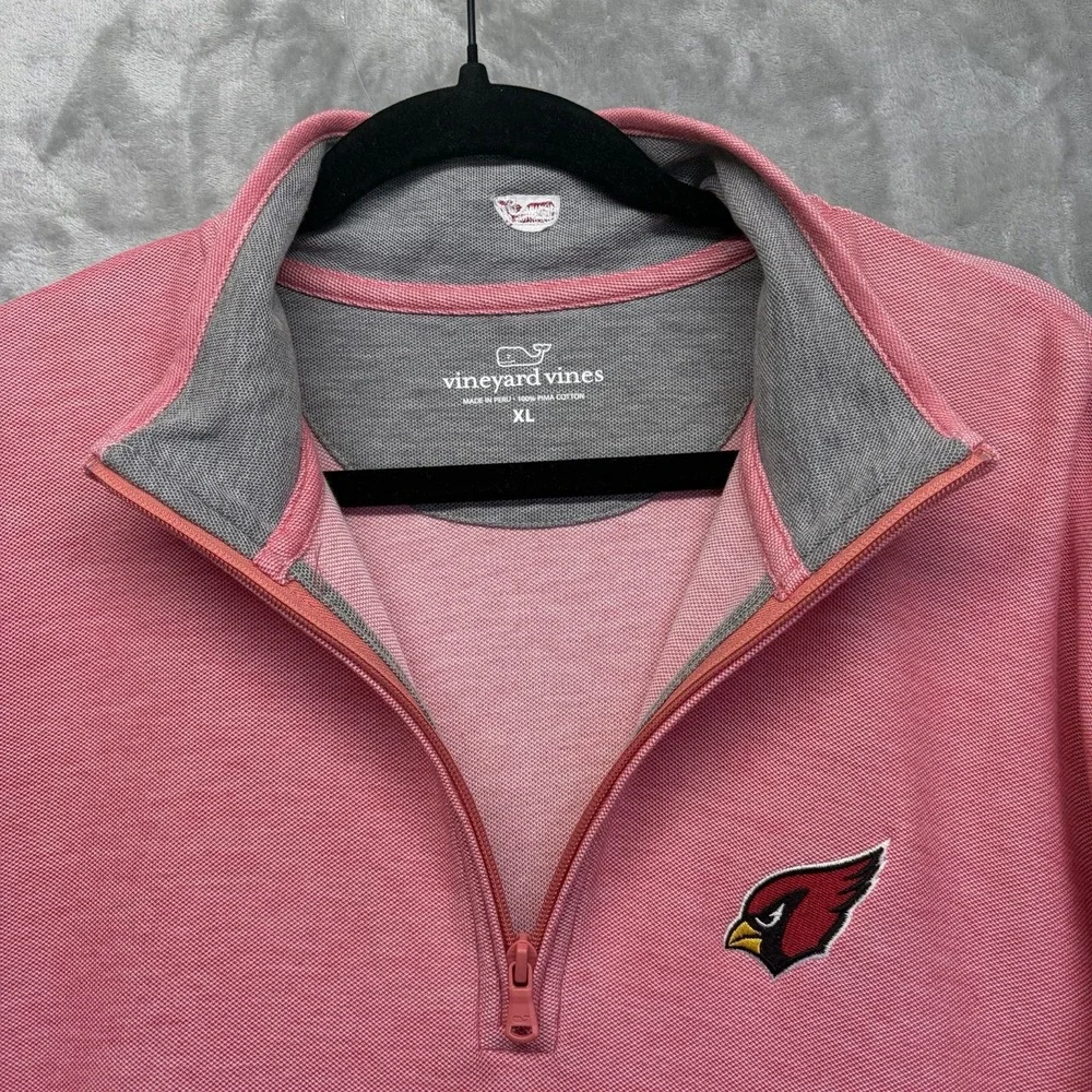 Vineyard Vines Mens 1/4 Zip Sweatshirt Red Size XL Arizona Cardinals Pima Cotton